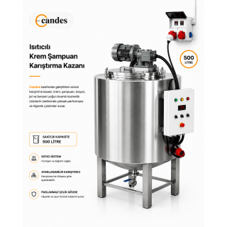 500 Litre Isıtıcılı Sıvı Karıştırma Kazanı | Çift Cidarlı Endüstriyel Mikserli Kazan