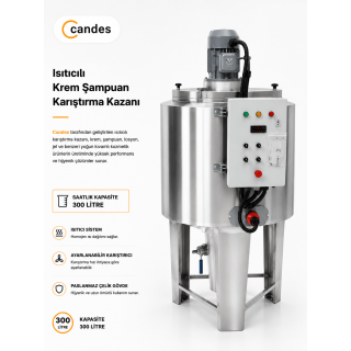 300 Litre Isıtıcılı Sıvı Karıştırma Kazanı | Çift Cidarlı Endüstriyel Mikserli Kazan