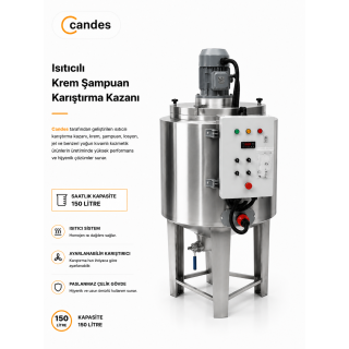 150 Litre Isıtıcılı Sıvı Karıştırma Kazanı | Çift Cidarlı Endüstriyel Mikserli Kazan