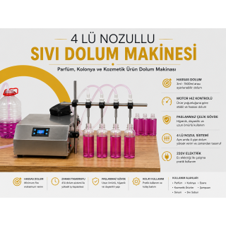 Dört Nozullu Sıvı Dolum Makinesi