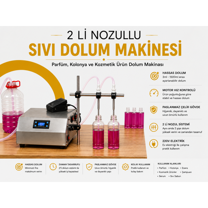 İki Nozullu Sıvı Dolum Makinesi