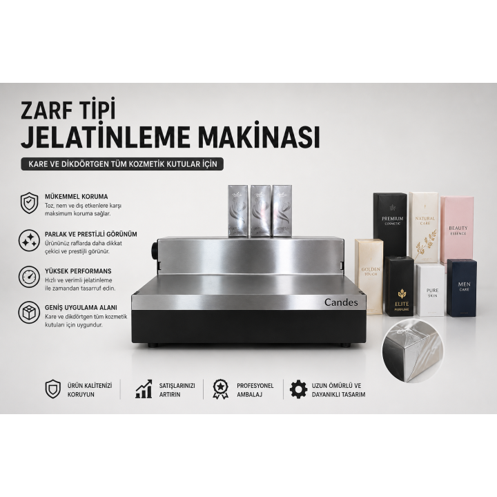 Zarf Tipi Jelatinleme Makinası | Kozmetik Kutu Jelatinleme Makinesi