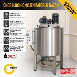 300 Litre Isıtıcılı Krem Karıştırma Tankı | Çift Cidarlı Homojenizatörlü Endüstriyel Mikserli Kazan