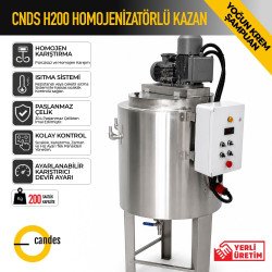 200 Litre Isıtıcılı Krem Karıştırma Tankı | Çift Cidarlı Homojenizatörlü Endüstriyel Mikserli Kazan