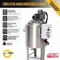 150 Litre Isıtıcılı Krem Karıştırma Tankı | Çift Cidarlı Homojenizatörlü Endüstriyel Mikserli Kazan