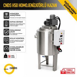 50 Litre Isıtıcılı Krem Karıştırma Tankı | Çift Cidarlı Homojenizatörlü Endüstriyel Mikserli Kazan