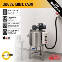 50 Litre Isıtıcılı Sıvı Karıştırma Kazanı | Çift Cidarlı Endüstriyel Mikserli Kazan