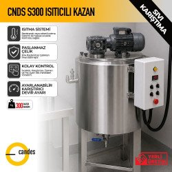 300 Litre Isıtıcılı Sıvı Karıştırma Kazanı | Çift Cidarlı Endüstriyel Mikserli Kazan