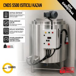 500 Litre Isıtıcılı Sıvı Karıştırma Kazanı | Çift Cidarlı Endüstriyel Mikserli Kazan